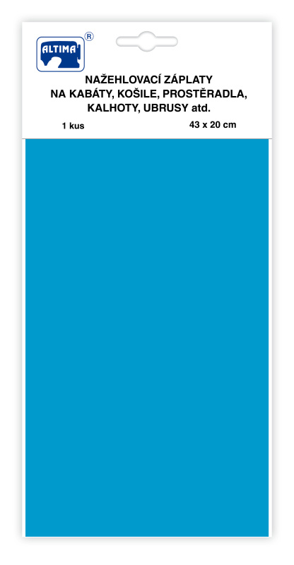 Nažehlovací záplaty jednobarevné velké - tyrkysově modrá - visačka